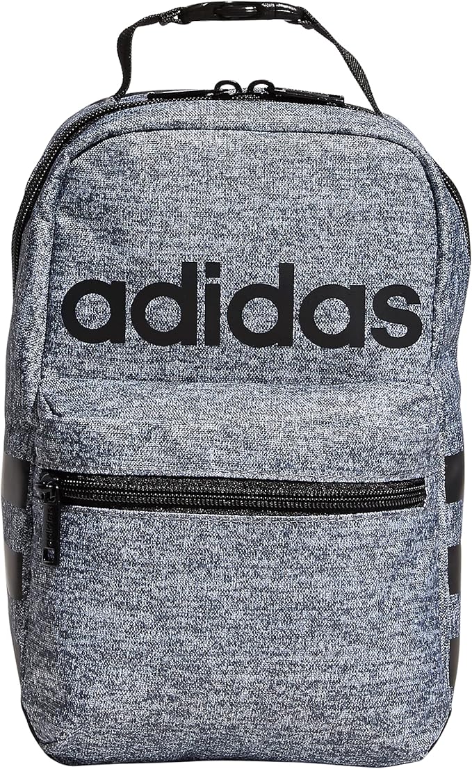 adidas Santiago Lunch Bag Cooler for Women and Men, Insulated Food Container Box with Mesh Pocket, Jersey Onix Grey/Black/2.0, One Size