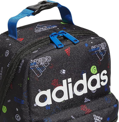 adidas Unisex Santiago Lunch Bag, Insulated School Food Container Box Discontinued, Icon Brand Love Black/Bright Royal Blue/2.0, One Size