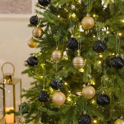 Valery Madelyn Christmas Ornaments Tree Decorations Set for Fall Halloween, 24ct Black Gold Shatterproof Ball Ornaments, 2.36" Hanging Ornament Bulk for Xmas Holiday Party Decor