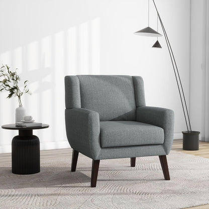 UIXE Accent Chairs Set of 2, Fabric Upholstered Armchair for Living Room, Comfy Arm Chair Single Sofa Bedroom Side Reading Seat - Flax Gray