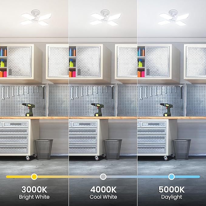 Feit Electric LED Garage Light, Multiple Adjustable Panels, E26 Base, Ideal for Garage, Workshop, Shed, 25,000-Hour Lifetime