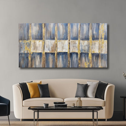 Belmrxne Abstract Wall Art Blue and Gold Wall Decor Dark Room Decor Aesthetic Canvas Painting Artwork for Living Room Bedroom Dining Room Office Home Decor 24x48inch