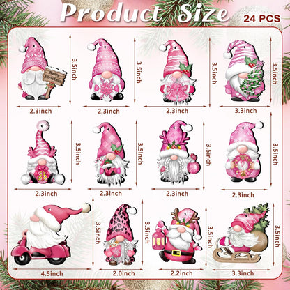 Christmas Wooden Hanging Ornaments, Wood Hanging Decor for Christmas Tree Decoration Gnome Santa Doll Wooden Hanging Craft Gnome Elf Party Supplies (Xmas-Gnomes-D)