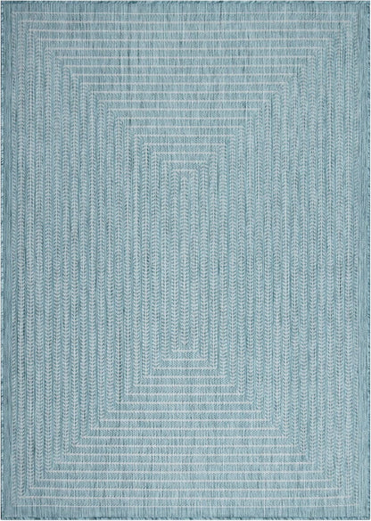Adiva Rugs Outdoor Indoor Area Rug, Weather Resistant, Easy to Clean, Stain Resistant Floor Mat for Dining Room, Backyard, Deck, Patio (Aqua Weiss, 6' x 9')