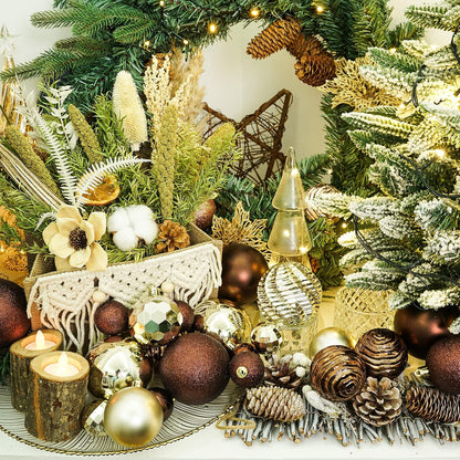 XmasExp 24ct Christmas Ball Ornaments Shatterproof Christmas Ornaments Set Decorations for Xmas Tree Balls(1.57''/40mm, Brown and Champagne)