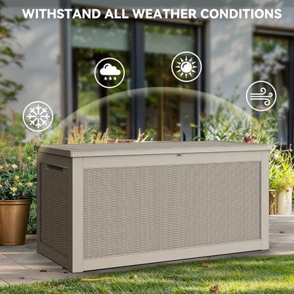 YITAHOME 260 Gallon XXL Large Deck Box, Outdoor Resin Storage Box, Lockable Storage Container for Patio Cushions, Furniture, Garden Tools, Water Resistant (Brown)
