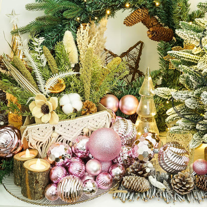 XmasExp 16ct Christmas Balls Ornaments Set- Shatterproof Large Hanging Ball Decorative Xmas Balls for Holiday Wedding Party Xmas Tree Decoration(3.15"/80mm, Pink)