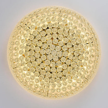 18-Light 32 inch Large Crystal Chandelier Flush Mount Ceiling Light Fixture for Living Room Dining Room Bedroom Foyer Entryway Gold Finish