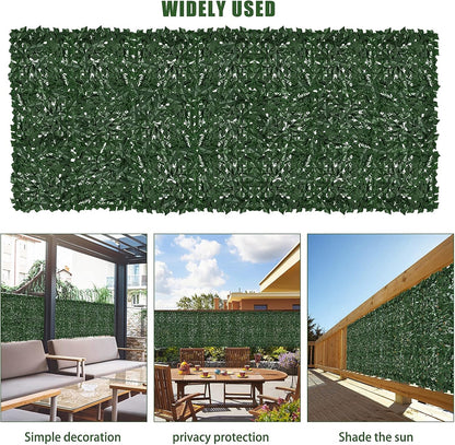 Faux Ivy Privacy Fence Screen Outdoor Expandable Artificial Greenery Roll Fake Hedge Wall Patio Green Plastic Leaf Plant Vine Grass Panels Gate Covering for Garden Yard Balcony (98.4 X 39.4 in)