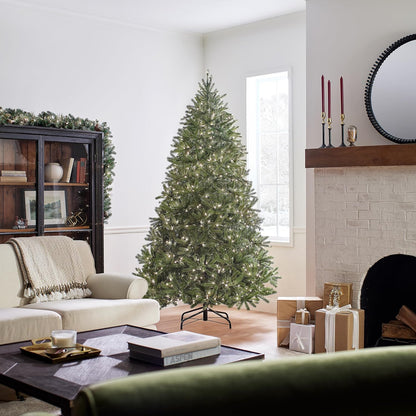 National Tree Company 'Feel Real' Pre-lit Artificial Christmas Tree | Includes Pre-strung White Lights and Stand | Jersey Fraser Fir Medium - 7.5 ft