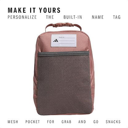 adidas Santiago Lunch Bag Cooler for Women and Men, Insulated Food Container Box with Mesh Pocket, Warm Clay Pink/Grey Four/3.0, One Size