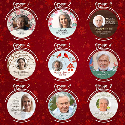 in Loving Memory, Memorial Christmas Ornament Personalized with Photo, Name & Date - Upload Photo & Picture - 7 Designs, Memorial Ornaments Loss of Loved Ones – D7