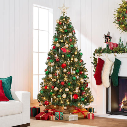 Best Choice Products 7.5ft Pre-Lit Spruce Artificial Holiday Christmas Tree for Home, Office, Party Decoration w/ 550 Incandescent Lights, 1346 Branch Tips, Easy Assembly, Metal Hinges & Foldable Base