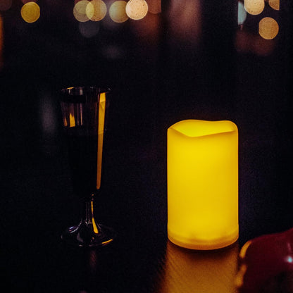 CANDLE CHOICE Waterproof Outdoor Battery Operated Flameless Candles with Remote Timer Plastic Flickering Fake Electric LED Pillars for Lantern Garden Wedding Christmas Decorations 3x5 Inches 2 PCS