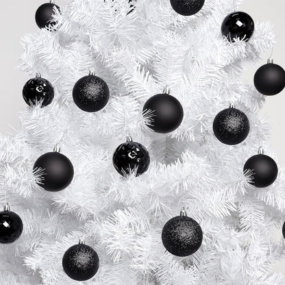 Lulu Home Halloween Ball Ornaments, 24 Ct 2.36" Pre-Strung Hanging Ornament Decorations, Shatterproof Plastic Balls for Holiday Party Wreath Garlands Trees, Black