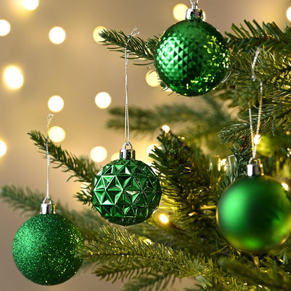Valery Madelyn Christmas Tree Decorations Ornament Set for Fall Halloween, 50ct 2.36 Inches Emerald Green Shatterproof Christmas Ball Ornaments Hanging Xmas Holiday Party Decor