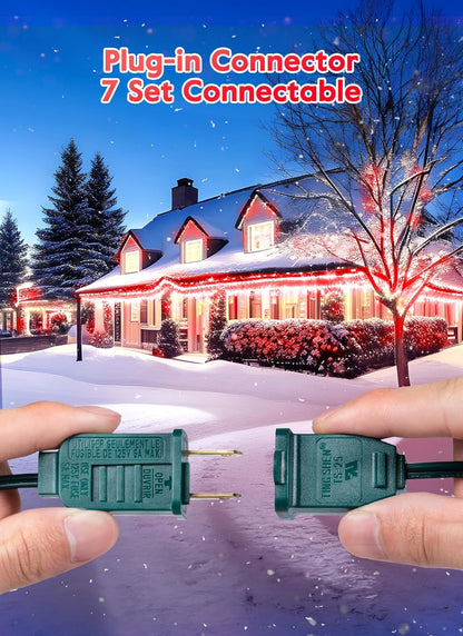Minetom C9 Christmas String Lights, 100 Ft Red C9 Outdoor Christmas Lights with 100 Strawberry C9 Led Bulbs, Connectable UL Certified for Outdoor Indoor Roofline Holiday Backyard Xmas Decor