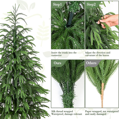 Set of 2 Artificial Norfolk Pine Tree, 4 ft Realistic Christmas Tree, Fake Potted Plants for Front Porch Outdoor Indoor Garden Christmas Decor(2 PCS, 4ft)