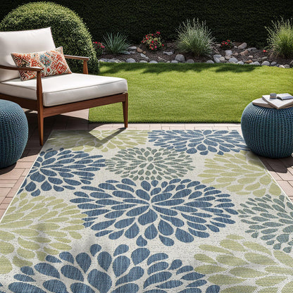 Beverly Rug Outdoor Rug 10x14 Modern Exotic Tropical Leaf Area Rugs for Indoor and Outdoor Patio Deck Porch Garden Water Resistant Washable Outside Carpet (10 x 14 Olive)