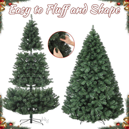 7.5ft Prelit Christmas Tree - Fluffy Fraser Fir with 600 Multicolor Lights & 9 Modes, Hinged Branches & 1300 Tips, Artificial Christmas Tree Includes Stand with Foot Switch for Holiday Home Decor