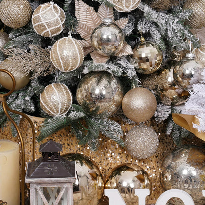XmasExp Large Christmas Ball Ornaments,2pcs Champagne Giant Shatterproof Plastic Hanging Mercury Xmas Ball Decorations Christmas Tree Ornaments (Champagne Gold, 6")