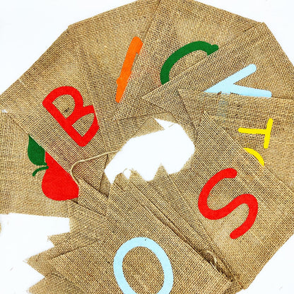 JOZON Back to School Burlap Banner First Day of School Bunting Banner Garland Classroom Home Party Decorations School Classroom Blackboard Hanging Decor Sign Schoolyard Party Supplies