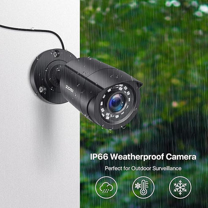 ZOSI 1080P 4 Pack HD TVI Security Cameras, 80ft Night Vision, Outdoor Indoor Weatherproof Bullet Camera for 1080P/5MP/4K HD TVI Analog CCTV DVR System