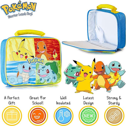 Pokemon Insulated Lunch Bag - Pikachu Lunch Case for School, Travel, Days Out (Yellow/Multi)