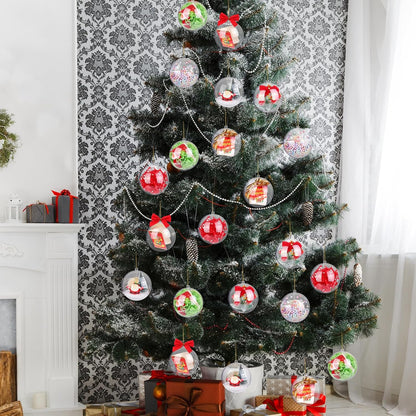 ANVAVO 50 Pieces 80mm Clear Plastic Fillable Ball Ornaments - DIY Craft Transparent Baubles for Christmas Tree Hanging - Shatterproof Decorations for New Years, Birthday, Wedding, Home Decor