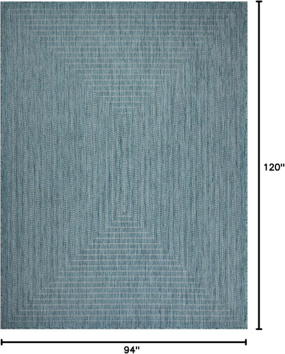 Adiva Rugs Outdoor Indoor Area Rug, Weather Resistant, Easy to Clean, Stain Resistant Floor Mat for Dining Room, Backyard, Deck, Patio (Aqua Weiss, 8' x 10')