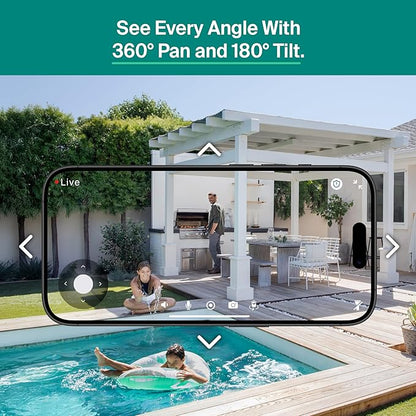 Arlo Essential Pan Tilt Security Camera 2K - Wired Plug-in Power Outdoor Camera, Person Recognition, Package Detection, Animated Preview, 1-Month Trial of Secure Plan, Auto Motion Tracking, 1 Cam