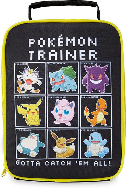 Pokemon Lunch Bag Boys Girls Anime Pikachu Insulated Lunch Box Kids Cooler Bag for Snacks Daycare Travel Picnic School Supplies Gifts for Kids(Black)