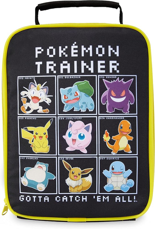 Pokemon Lunch Bag Boys Girls Anime Pikachu Insulated Lunch Box Kids Cooler Bag for Snacks Daycare Travel Picnic School Supplies Gifts for Kids(Black)