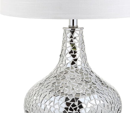 JONATHAN Y JYL1056A Emilia 26" Mirrored Mosaic LED Table Lamp Contemporary Glam Bedside Desk Nightstand Lamp for Bedroom Living Room Office College Bookcase LED Bulb Included, Silver