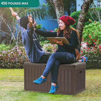 YITAHOME 90 Gallon Double-Wall Deck Box with Side Handles, Outdoor Large Storage for Patio Furniture Cushions, Garden Pool Accessories, Water Resistant & Lockable