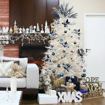 Sea Team 60mm/2.36" Shatterproof Clear Plastic Christmas Tree Ball Ornaments Set, Decorative Hanging Transparent Xmas Baubles with Stuffed Delicate Decorations (30 Counts, Champagne, Silver, White)