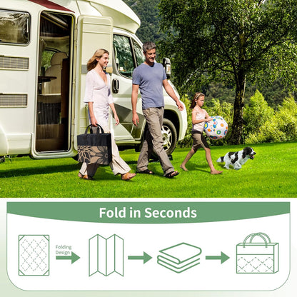 GENIMO Outdoor Rug Waterproof for Patio Decor, 8' x 10' Reversible Plastic Straw Floral Camping Carpet, Large Area Rugs Mats for RV, Camper, Deck, Balcony, Porch, Beach, Picnic, Black & Brown