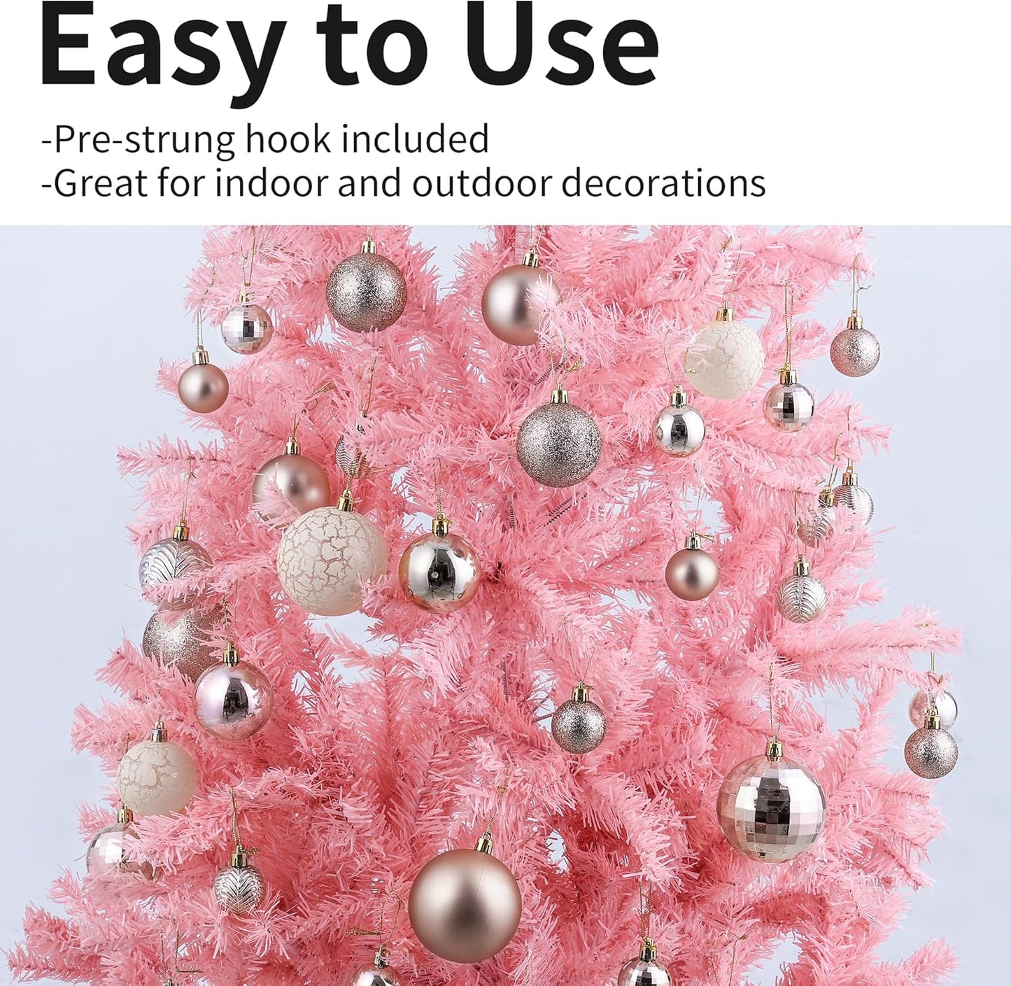 LANGXUN 36pcs Rose Gold Christmas Tree Decorations Balls, Bolas De Navidad, 2025 Christmas Decor, Indoor Outdoor Shatterproof Christmas Ornaments, Xmars Party Wedding Suppiles