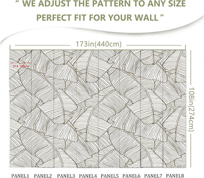 Gray Banana Leaf Wall Mural Wallpaper for Bedroom Living Room Office(Not Peel and Stick)