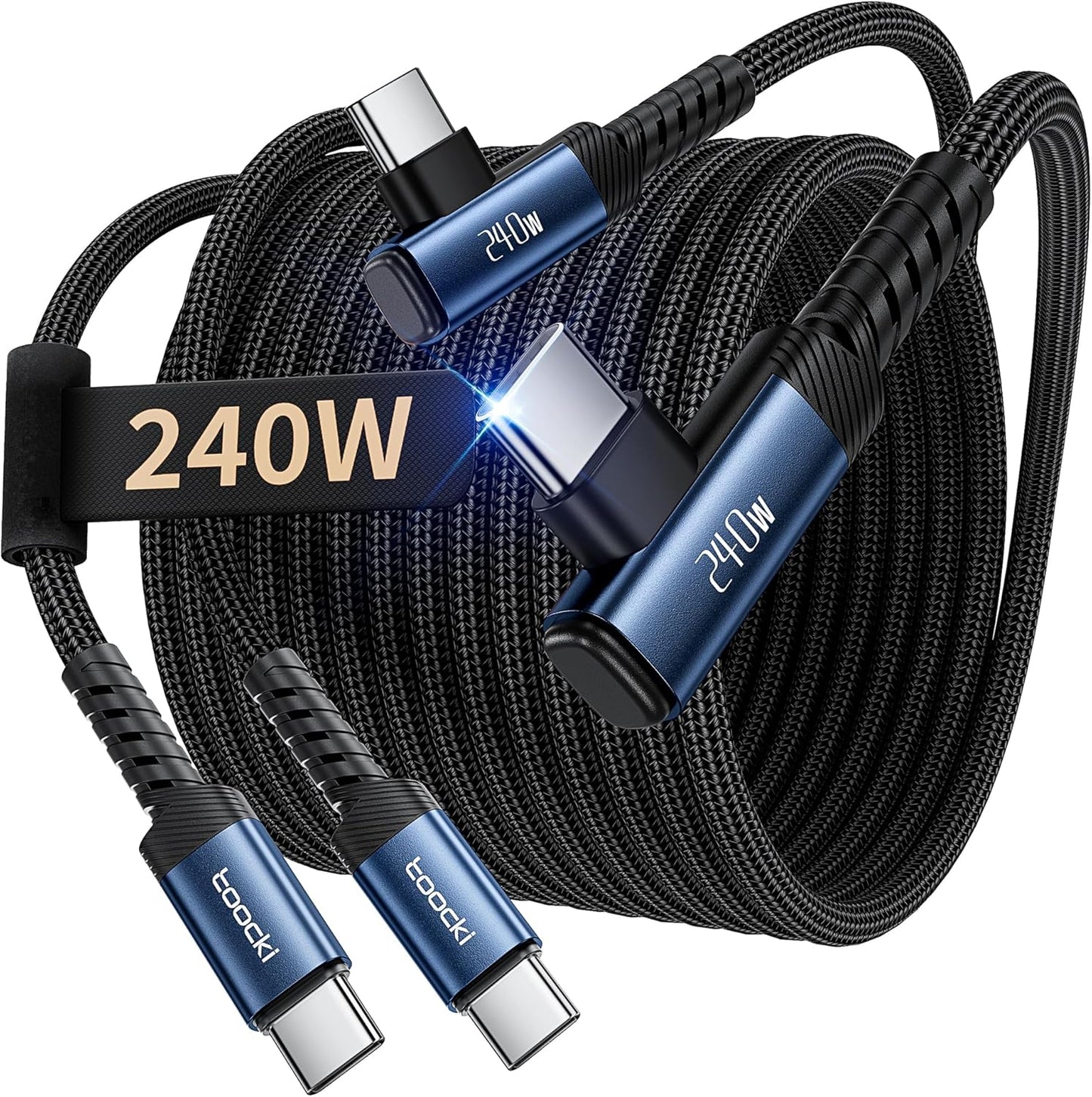 USB C Cable [2Pack, 10ft] 240W Fast Charging Type C Cord, Nylon Braided USB 2.0 Cable for iPhone 16 15 Pro Max, iPad Pro, Samsung Galaxy S24 S23, Switch, MacBook Pro, Pixel