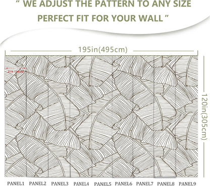 Gray Banana Leaf Wall Mural Wallpaper for Bedroom Living Room Office(Not Peel and Stick)