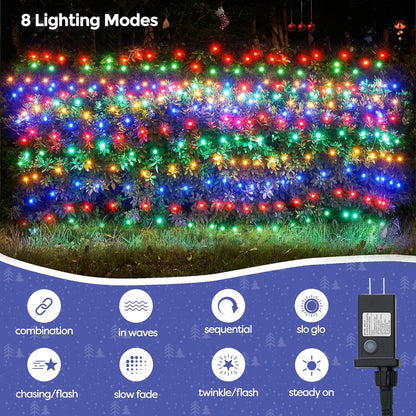 WBao Christmas Lights Outdoor, 360LED 11.5ft x 6.9ft Net Lights with 8 Modes, Timer, UL Certified, End to End Connectable, Waterproof for Lawn, Bushes, Trees Outdoor Christmas Decorations, Multicolor