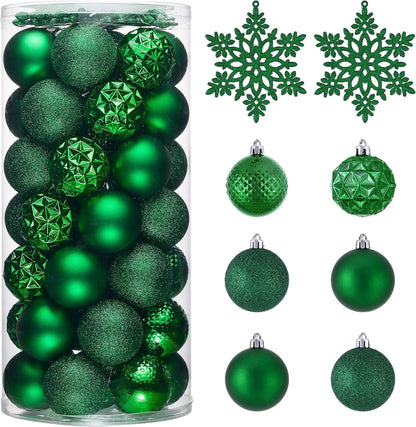 Valery Madelyn Christmas Tree Decorations Ornament Set for Fall Halloween, 50ct 2.36 Inches Emerald Green Shatterproof Christmas Ball Ornaments Hanging Xmas Holiday Party Decor