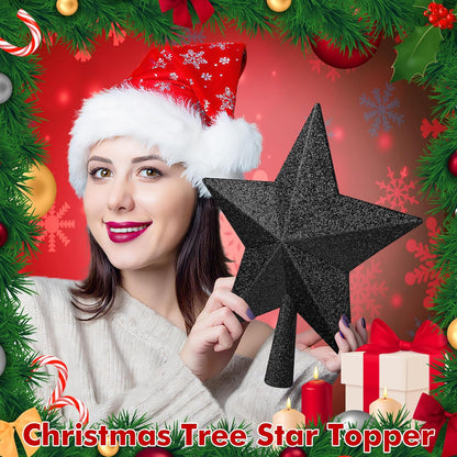 Tree Topper Star, 10" Rose Gold Christmas Star Tree Topper Accessories, Large Xmas Glitter 3D Bethlehem Tree Topper Ornament, Waterproof Holiday Christmas Tree Topper Star for Home Indoor Outdoor