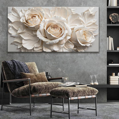 QSQ Large Wall Art For Living Room Home Wall Decor Modern Canvas Art Wall Decor 29 X 58 Inches White Flower Wall Art Elegant Picture For Bedroom Hotel Office Artwork