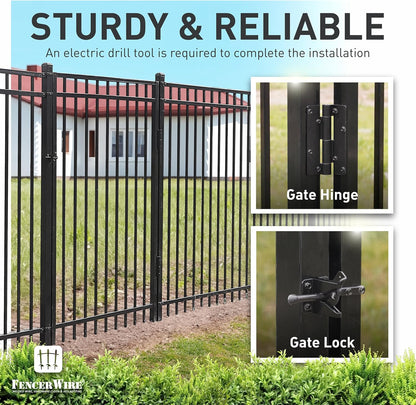 Fencer Wire Pack of 10 Heavy Duty Flat Top Fence Gate, 6FT Height x 4FT Width Outdoor Fence Gate, Anti-Rust Steel Gate for Fencing Barrier, Decorative Garden Gate for Residential, Yard, Pool, Patio