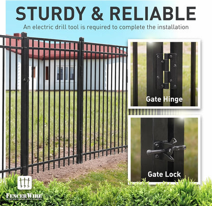 Fencer Wire Heavy Duty Flat Top Fence Gate - Pack of 5, 6FT Height x 4FT Width, Anti-Rust Steel for Outdoor Fencing Barrier, Decorative Garden for Residential, Yard, Pool, Patio