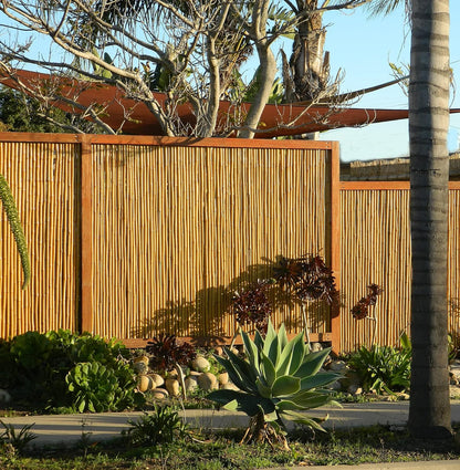 Backyard X-Scapes Natural Bamboo Fencing Decorative Rolled Fence Panel 0.75 in D x 4 ft H x 8 ft L
