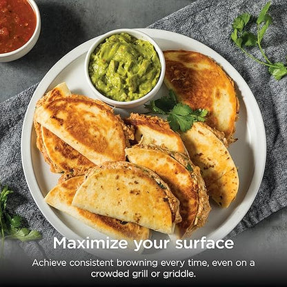 Ninja Sizzle Pro XL 20-Inch Indoor Griddle + Grill, Detachable Ventilated Lid, Grease Control, Ceramic Nonstick Plates, Even Edge Cooking, Extra Large Capacity, Versatile, Silver, GX101