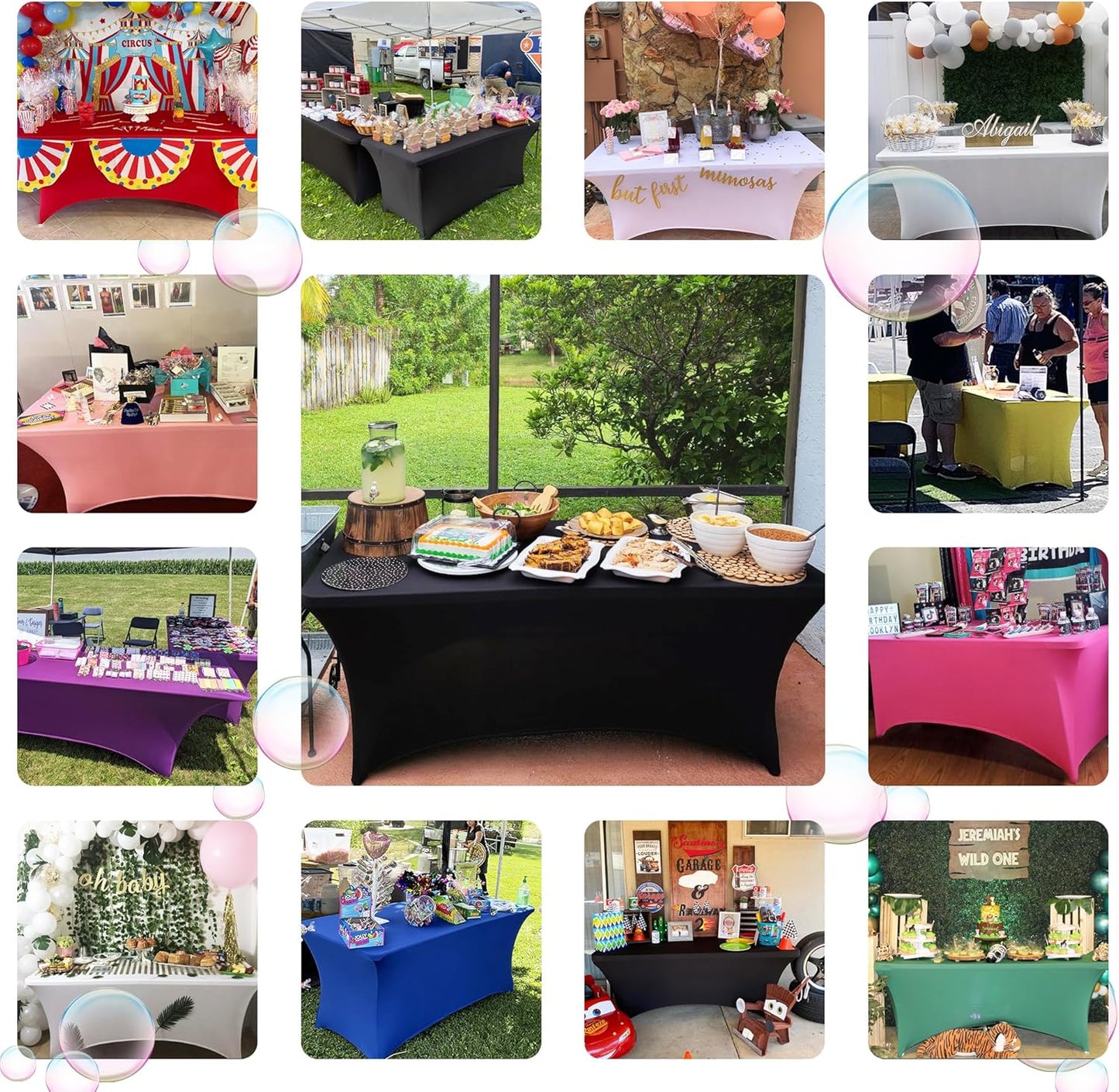 ABCCANOPY 6 FT Royal Blue Spandex Table Cover Stretch Fitted Wrinkle Resistant Tablecloth Reuse for Rectangular Folding Table Patry Event Wedding Banquet Protector